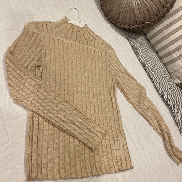 Anthropologie Pilcro Sheer Turtleneck Ivory Size Small - Picture 2 of 5